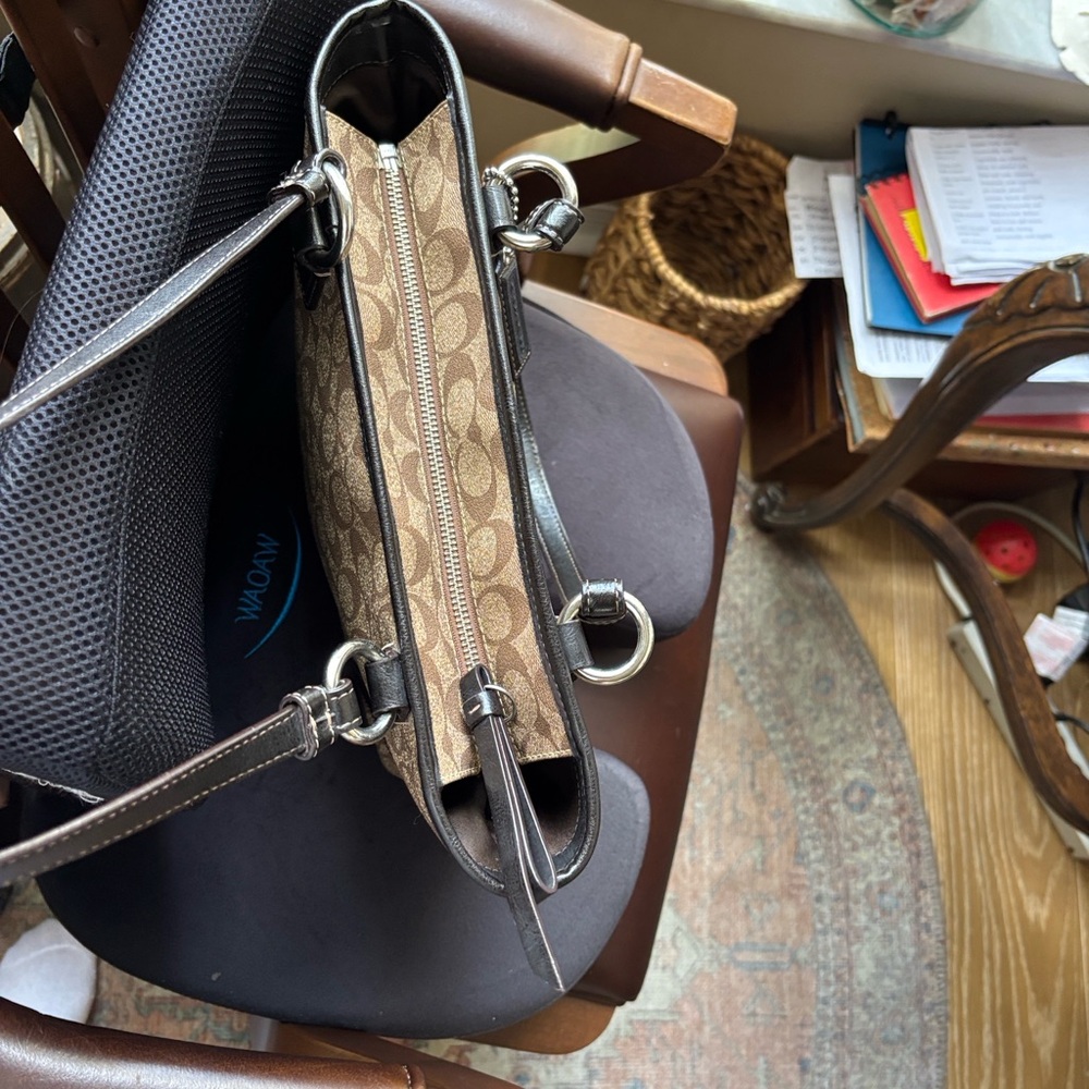 Coach Tan and Black Signature Tote - Picture 6 of 9